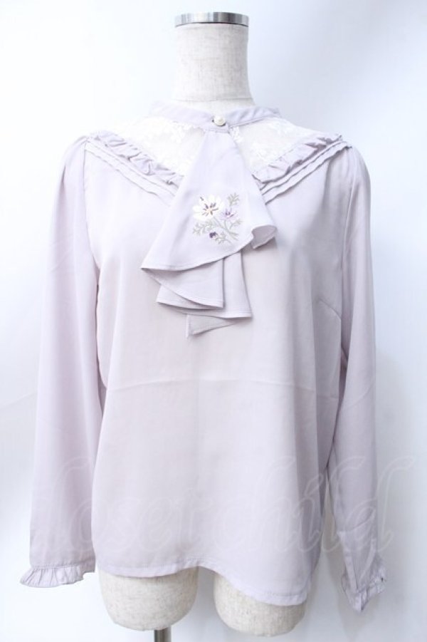 画像1: axes femme / コスモス刺繍ブラウスプルオーバー  ラベンダー Y-25-06-18-039-AX-BL-SZ-ZI (1)