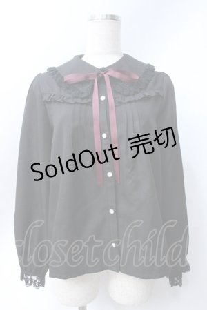 画像: axes femme POETIQUE / レースデザインフリルブラウス  黒 Y-25-06-18-043-AX-BL-SZ-ZY