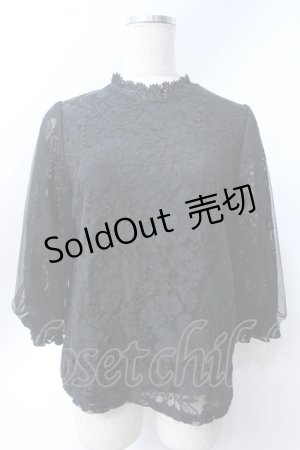 画像: axes femme / チュール袖レーストップス  黒 Y-25-06-18-044-AX-TO-SZ-ZY