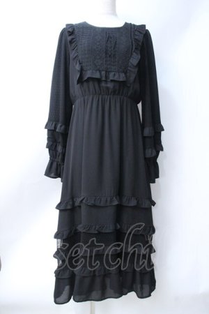 画像: axes femme NOSTALGIE / レース切り替えロングワンピース  黒 Y-25-06-18-068-AX-OP-SZ-ZY