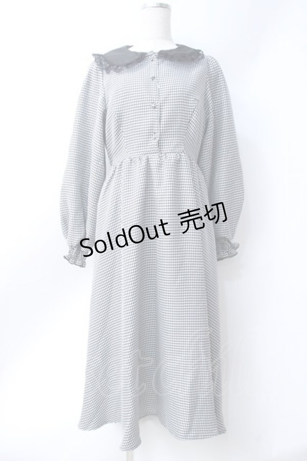 画像1: m petit by misako / クロミチェックフレアワンピース  黒 Y-25-06-18-069-LO-OP-SZ-ZT044 (1)