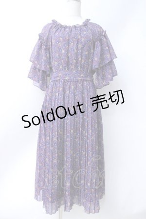 画像: axes femme / 小花柄ロングワンピース  パープル Y-25-06-18-074-AX-OP-SZ-ZY
