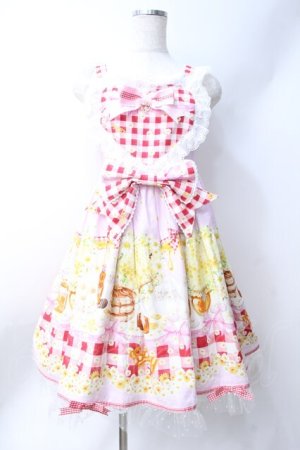 画像: BABY,THE STARS SHINE BRIGHT / Bee My Sweet Honey柄ハートヨークジャンパースカート  ピンク Y-25-06-18-078-BA-OP-SZ-ZY