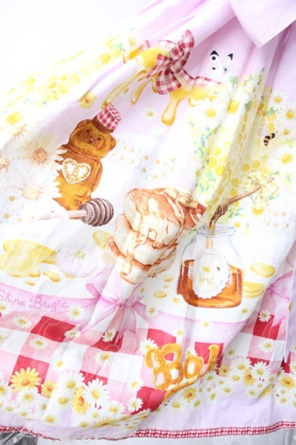 画像3: BABY,THE STARS SHINE BRIGHT / Bee My Sweet Honey柄ハートヨークジャンパースカート  ピンク Y-25-06-18-078-BA-OP-SZ-ZY (3)