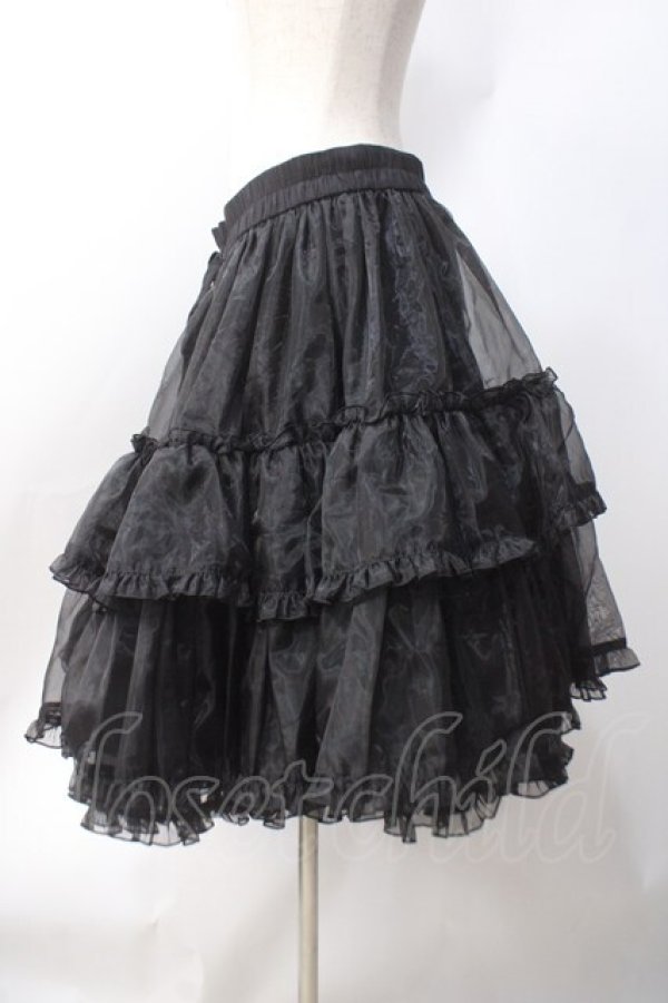 画像2: metamorphose / 【プラスサイズ】オーガンジーフリルパニエ 2 ブラック Y-25-06-18-087-ME-SK-SZ-ZY (2)