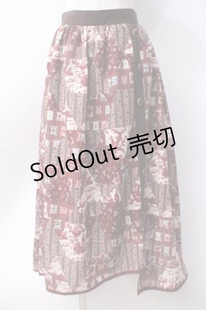 画像: axes femme / SAJOUパッチワーク柄スカート  赤 Y-25-06-18-097-AX-SK-SZ-ZY