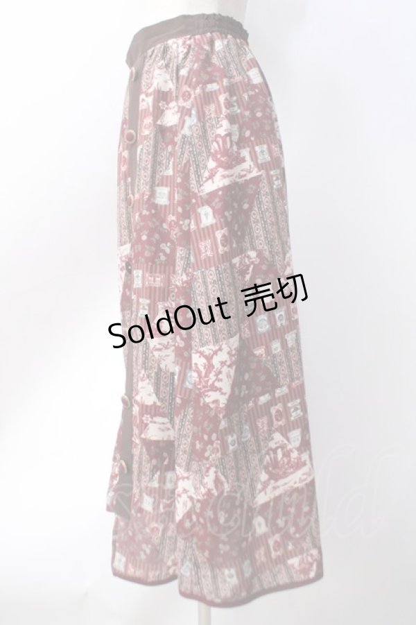画像2: axes femme / SAJOUパッチワーク柄スカート  赤 Y-25-06-18-097-AX-SK-SZ-ZY (2)