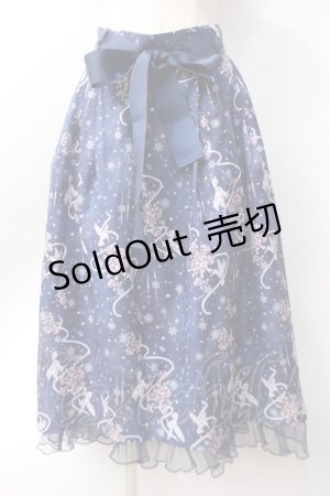 画像: axes femme / アイスローズ柄スカート  紺 Y-25-06-18-098-AX-SK-SZ-ZY