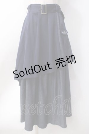 画像: axes femme / アシメティアードロングスカート  紺 Y-25-06-18-099-AX-SK-SZ-ZI