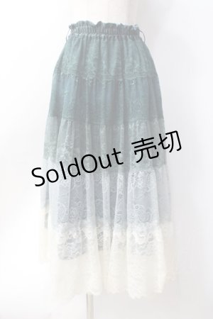 画像: axes femme / グラデカラーレーススカート  グリーン Y-25-06-18-101-AX-SK-SZ-ZY