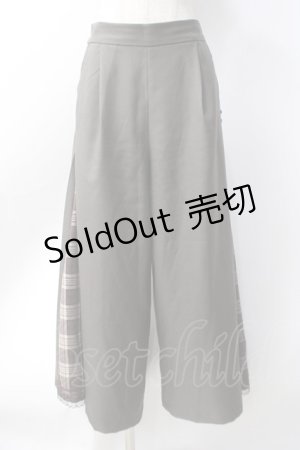 画像: axes femme / 連釦サイドチェック切り替えパンツ  カーキ Y-25-06-18-102-AX-PA-SZ-ZY