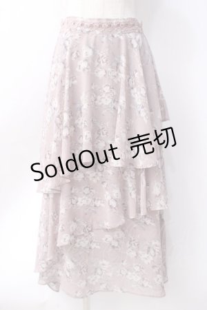 画像: axes femme / フラワーティアードスカート  ピンク Y-25-06-18-105-AX-SK-SZ-ZY
