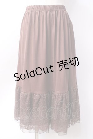 画像: axes femme / フラワーレースミディペチスカート  ブラウン Y-25-06-18-106-AX-SK-SZ-ZY