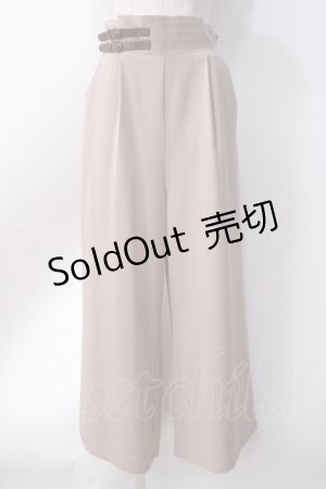 画像: axes femme / ベルトデザインワイドパンツ  ベージュ Y-25-06-18-108-AX-PA-SZ-ZY
