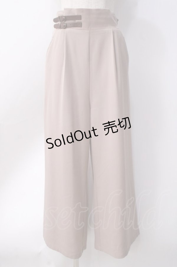 画像1: axes femme / ベルトデザインワイドパンツ  ベージュ Y-25-06-18-108-AX-PA-SZ-ZY (1)