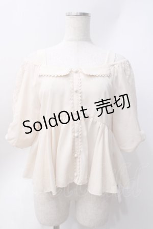 画像: axes femme POETIQUE / 袖レース切り替えオフショルブラウス  生成り Y-25-06-20-034-AX-BL-SZ-ZY
