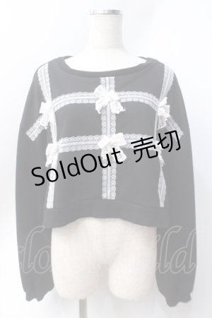 画像: axes femme POETIQUE / レースリボンカットプルオ－バ－  黒 Y-25-06-20-041-AX-TO-SZ-ZY