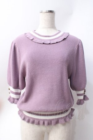 画像: axes femme POETIQUE / ライン入りニット  ラベンダー Y-25-06-20-042-AX-TO-SZ-ZY