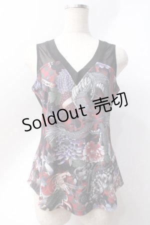 画像: Qutie Frash / 和柄Vネックタンク　   Y-25-06-20-045-QU-TO-AS-ZY