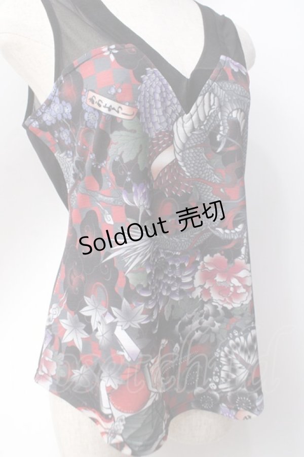 画像4: Qutie Frash / 和柄Vネックタンク　   Y-25-06-20-045-QU-TO-AS-ZY (4)