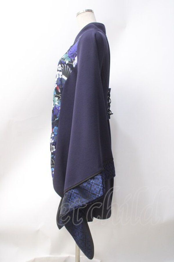 画像2: Qutie Frash / チャイナ着物袖チュニック  黒×青 Y-25-06-20-051-QU-TO-AS-ZY (2)
