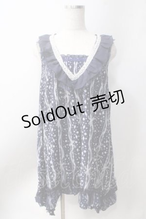 画像: axes femme / パール＆シェル柄ワンピース  紺 Y-25-06-20-072-AX-OP-SZ-ZY
