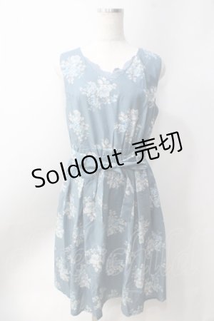 画像: axes femme / ローズブーケノースリーブワンピース  サックス Y-25-06-20-076-AX-OP-SZ-ZY