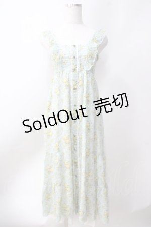 画像: axes femme / 総バラ柄ロングワンピース  サックス Y-25-06-20-078-AX-OP-SZ-ZY