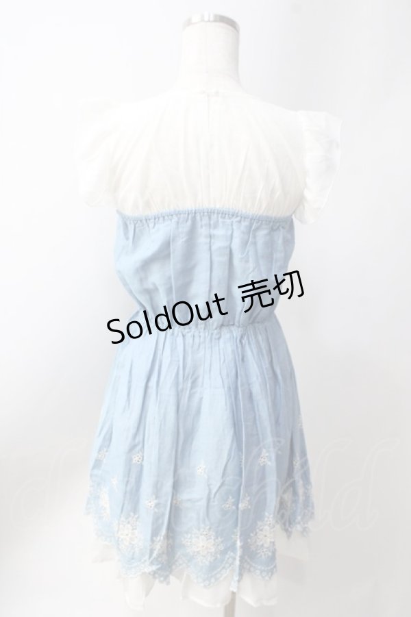 画像2: axes femme / 刺繍入りワンピース  サックス Y-25-06-20-085-AX-OP-SZ-ZI (2)
