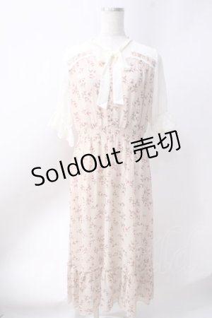 画像: axes femme / チョーカーリボンデザイン花柄ワンピース  ベージュ Y-25-06-20-088-AX-OP-SZ-ZY