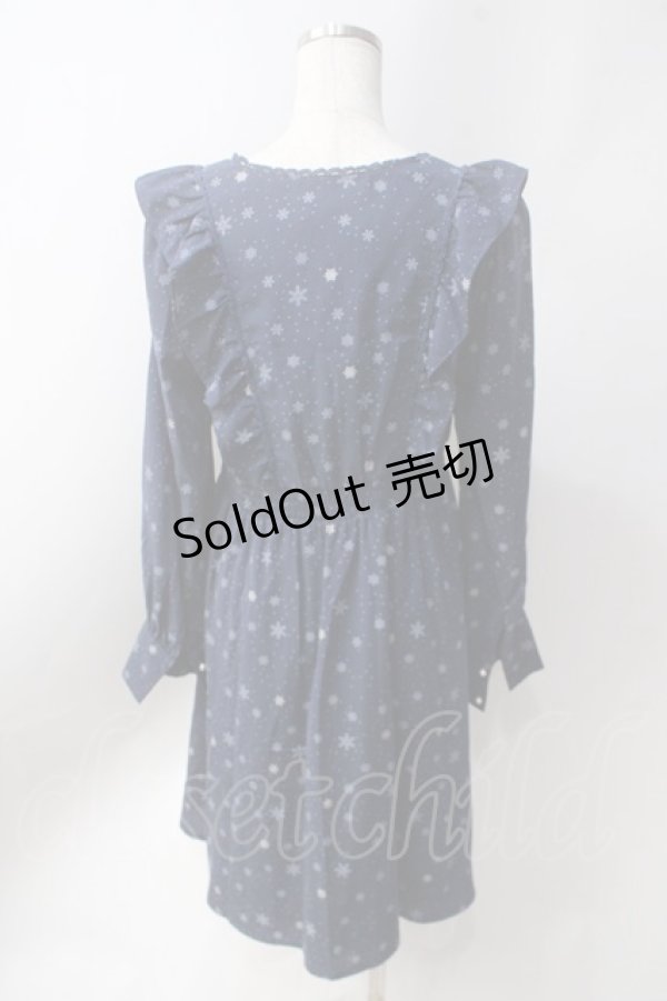 画像2: axes femme POETIQUE / 雪の結晶ワンピース  紺 Y-25-06-20-093-AX-OP-SZ-ZT072 (2)
