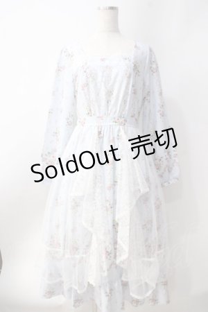 画像: axes femme / ラッフルフリルレース花柄ワンピース  サックス Y-25-06-20-096-AX-OP-SZ-ZI