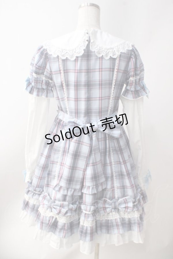 画像2: Angelic Pretty / Dolly Girl付け袖ワンピース(タータン)  サックス Y-25-06-20-104-AP-OP-SZ-ZY (2)