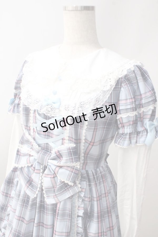 画像3: Angelic Pretty / Dolly Girl付け袖ワンピース(タータン)  サックス Y-25-06-20-104-AP-OP-SZ-ZY (3)