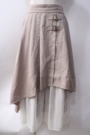 画像: axes femme / シフォン切替ストライプスカート  ベージュ Y-25-06-20-109-AX-SK-SZ-ZY