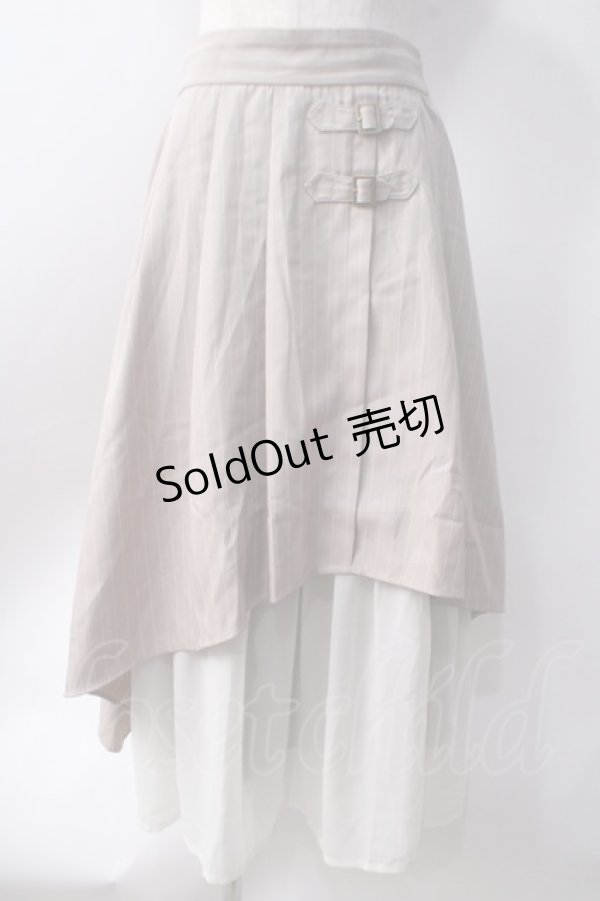 画像1: axes femme / シフォン切替ストライプスカート  ベージュ Y-25-06-20-109-AX-SK-SZ-ZI (1)