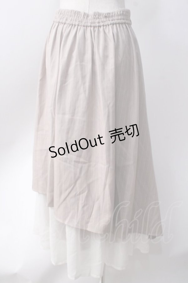 画像2: axes femme / シフォン切替ストライプスカート  ベージュ Y-25-06-20-109-AX-SK-SZ-ZI (2)