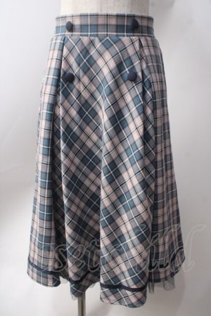 画像: axes femme POETIQUE / チェックタックデザインスカート  サックス×ピンク Y-25-06-20-114-AX-SK-SZ-ZY