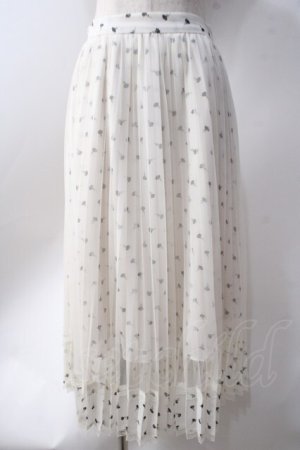 画像: axes femme / チュール花柄ミディスカート  白 Y-25-06-20-119-AX-SK-SZ-ZY