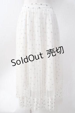 画像: axes femme / チュール花柄ミディスカート  白 Y-25-06-20-119-AX-SK-SZ-ZY