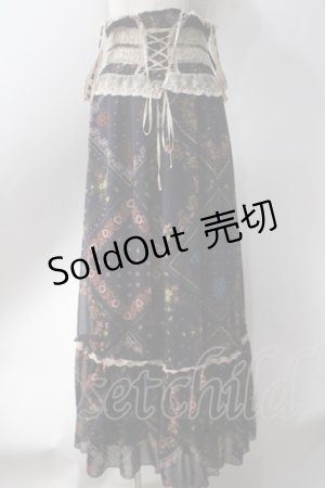画像: axes femme / 2way総柄スカート  紺 Y-25-06-20-120-AX-SK-SZ-ZY
