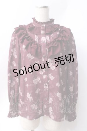 画像: axes femme / レトロオーナメントバラ柄ブラウス  ワイン Y-25-06-20-027-AX-BL-SZ-ZI