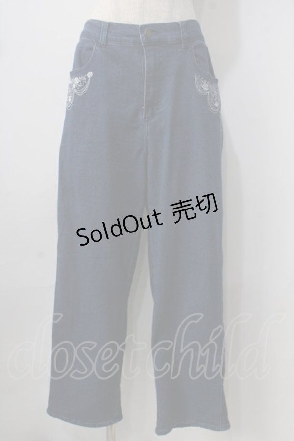 画像1: axes femme / ソーイング刺繍デニムパンツ L インディゴ Y-25-06-24-035-AX-PA-SZ-ZT333 (1)