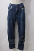 画像1: axes femme / レター刺繍デニムパギンス L インディゴ Y-25-06-24-036-AX-PA-SZ-ZT190 (1)