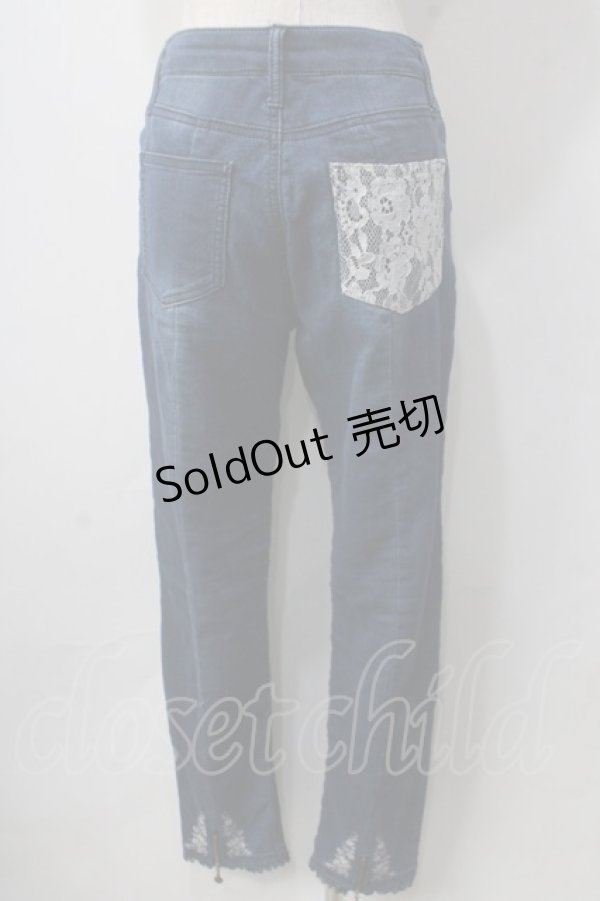 画像2: axes femme / レター刺繍デニムパギンス L インディゴ Y-25-06-24-036-AX-PA-SZ-ZT190 (2)