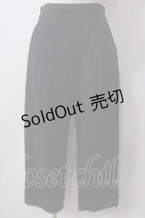 画像: axes femme / レース切替麻調コットンパンツ L 黒 Y-25-06-24-038-AX-PA-SZ-ZT338