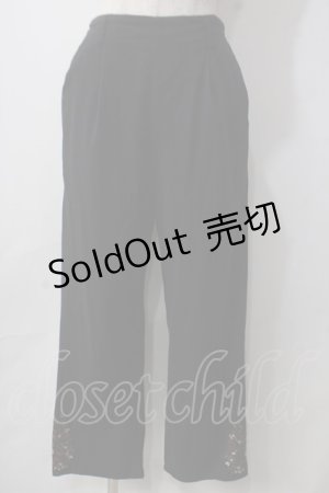 画像: axes femme / 裾刺繍ストレートパンツ M 黒 Y-25-06-24-041-AX-PA-SZ-ZT0621Y