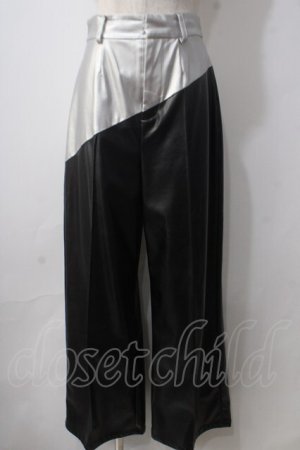 画像: Melt the lady / mirror line pants M ブラック×シルバー Y-25-06-24-047-PU-PA-SZ-ZT0621Y