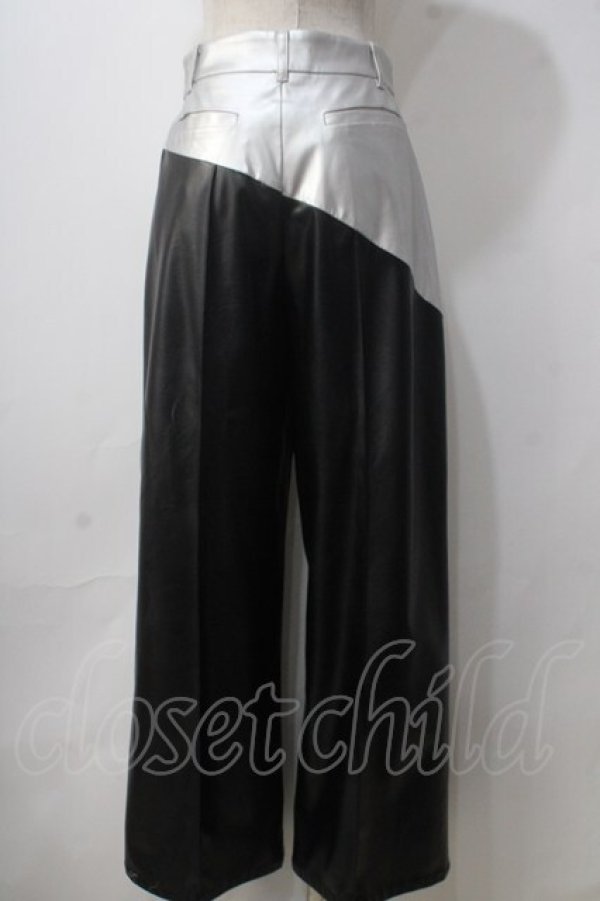 画像2: Melt the lady / mirror line pants M ブラック×シルバー Y-25-06-24-047-PU-PA-SZ-ZT456 (2)