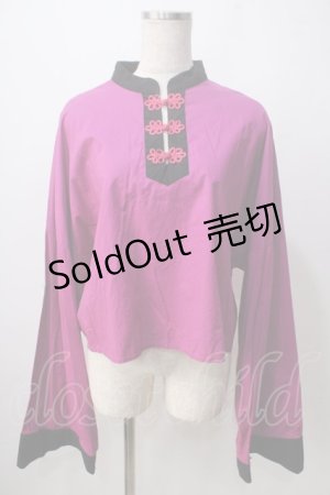 画像: Drug Honey / バイカラーチャイナシャツ  パープル Y-25-06-24-050-PU-BL-SZ-ZT333